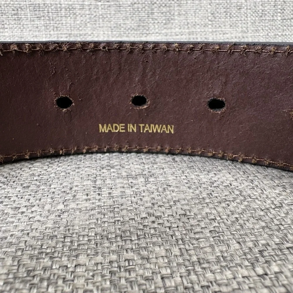 Ariat Mens Brown Floral Tooled Genuine Leather Belt Silver Trophy Buckle NWT